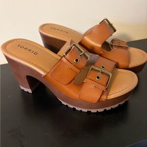 Torrid Brown Buckle Mules